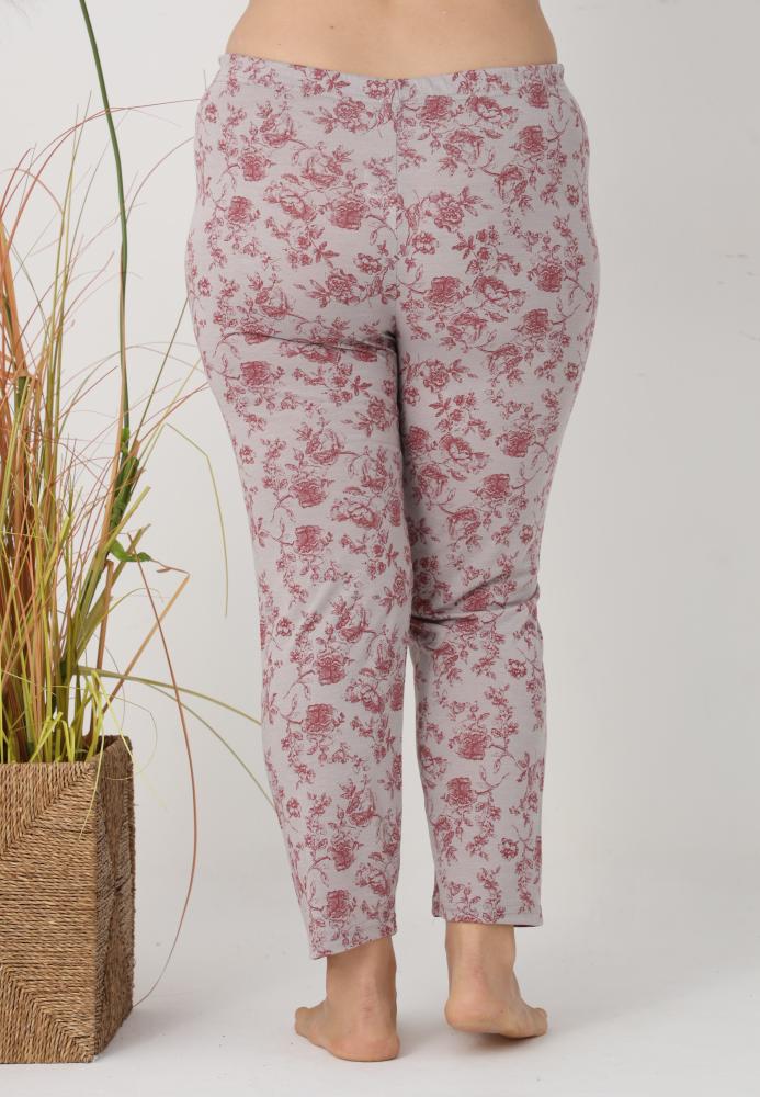 Pantaloni de Pijama Dama Lungi,Big Size,Culoare Crem cu Rosu, Engros